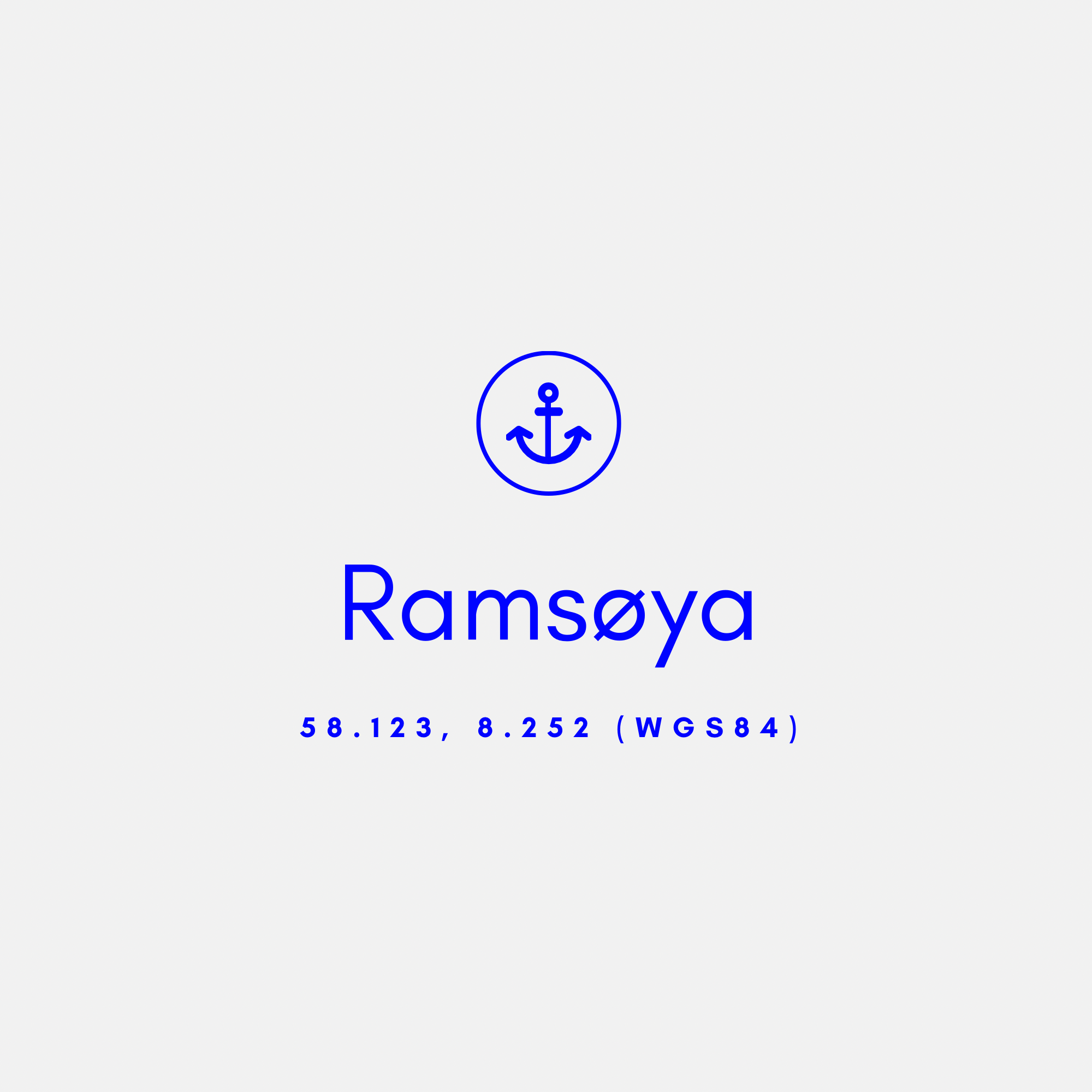 Ramsøya-logo med anker og koordinater